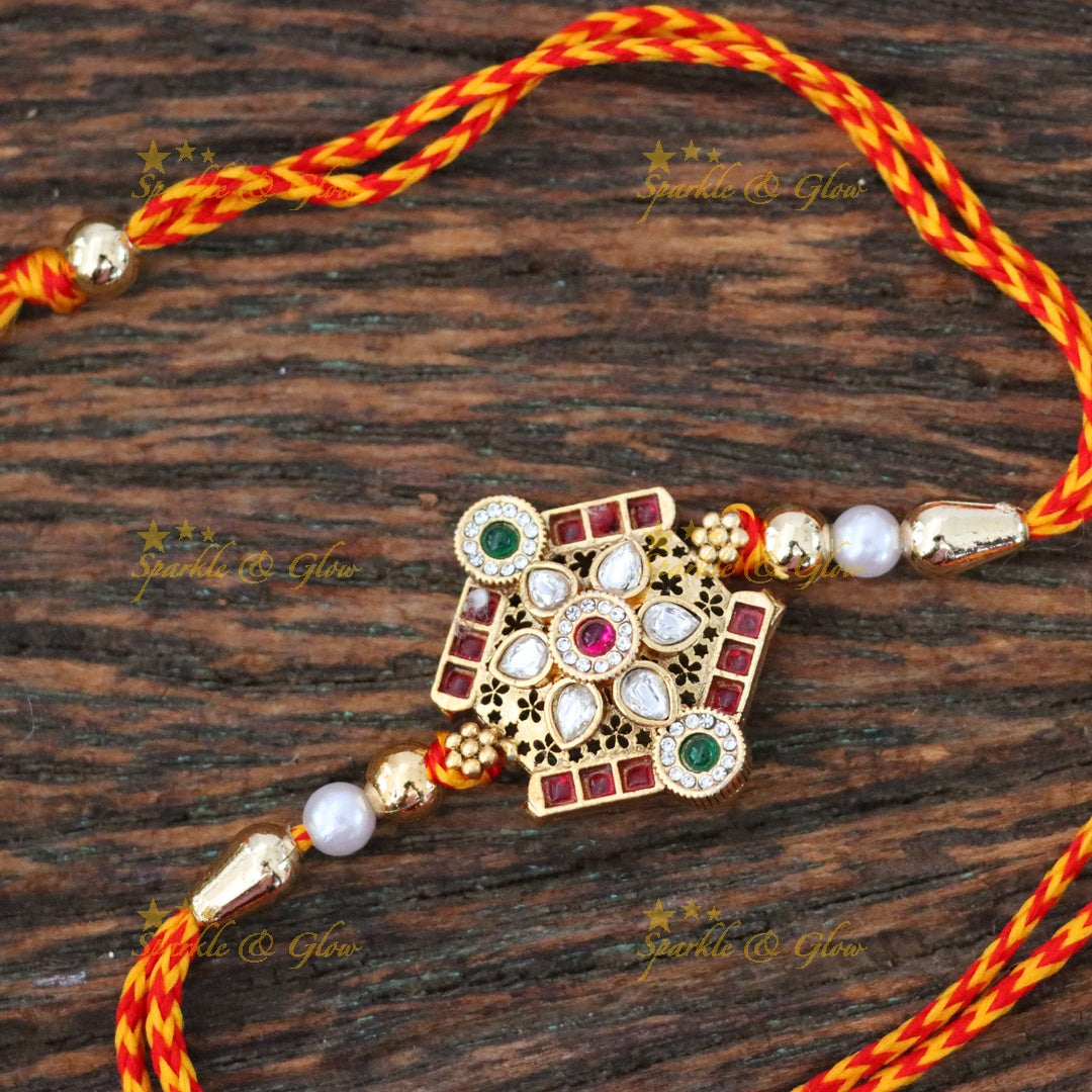 Exquisite Gold Rakhi with Intricate Design