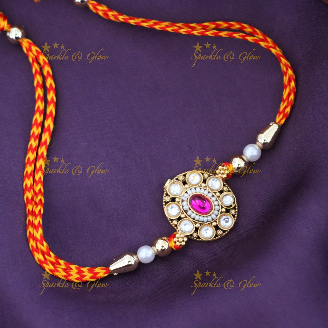 Stunning Gold-Plated Rakhi Bracelet for Festive Elegance