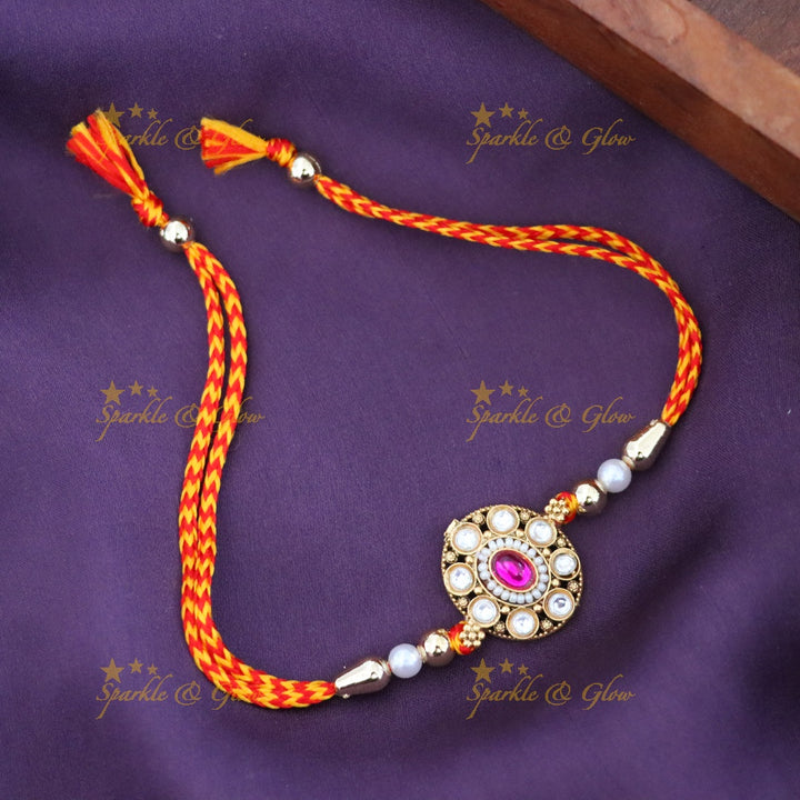 Stunning Gold-Plated Rakhi Bracelet for Festive Elegance