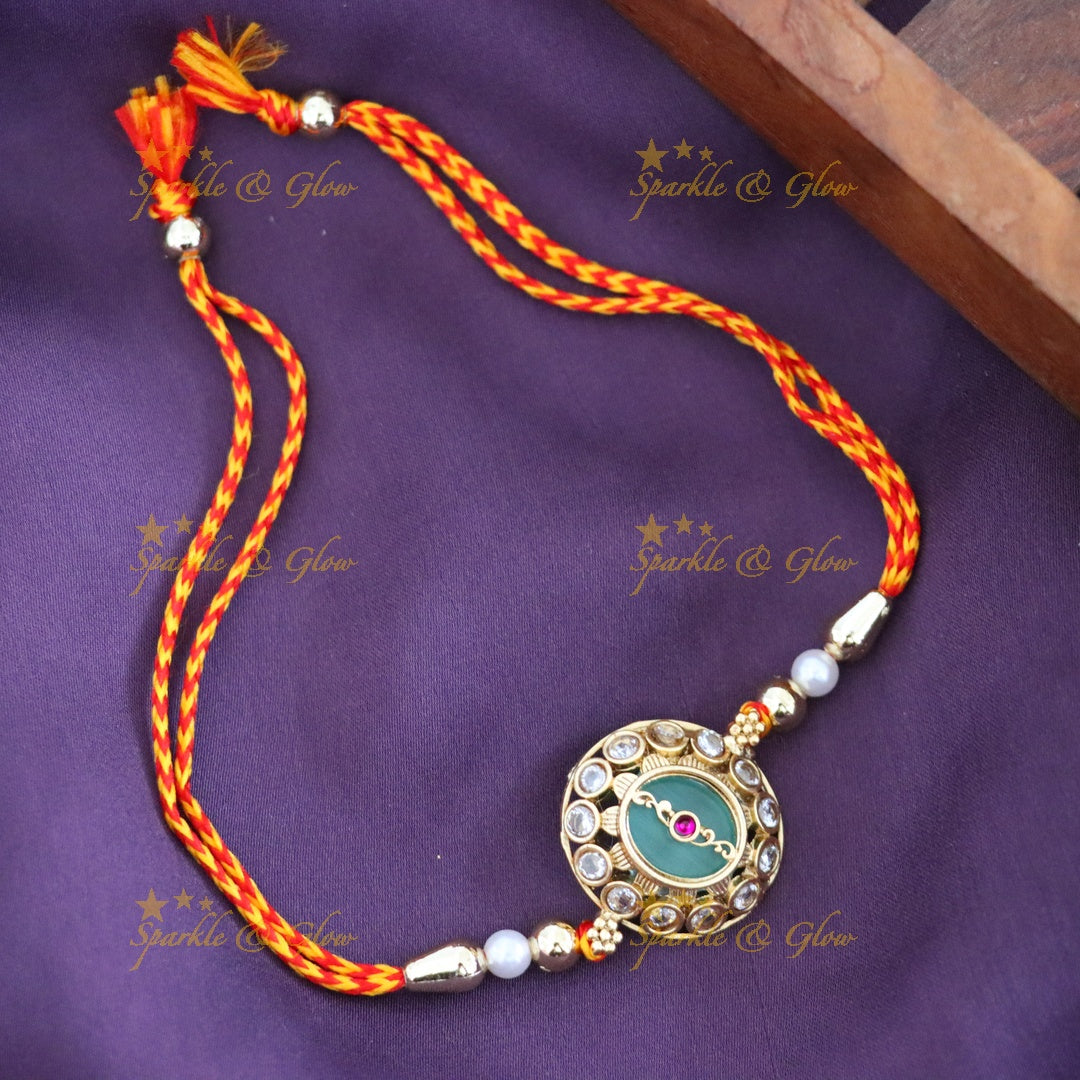 Exquisite Rakhi with Intricate Golden Detailing