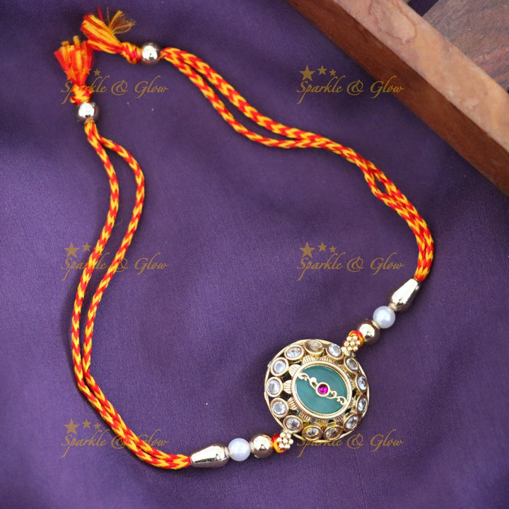 Exquisite Rakhi with Intricate Golden Detailing