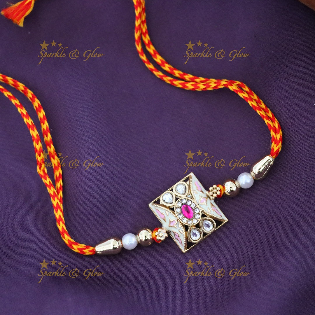 Elegant Gold-Plated Festive Rakhi Bracelet