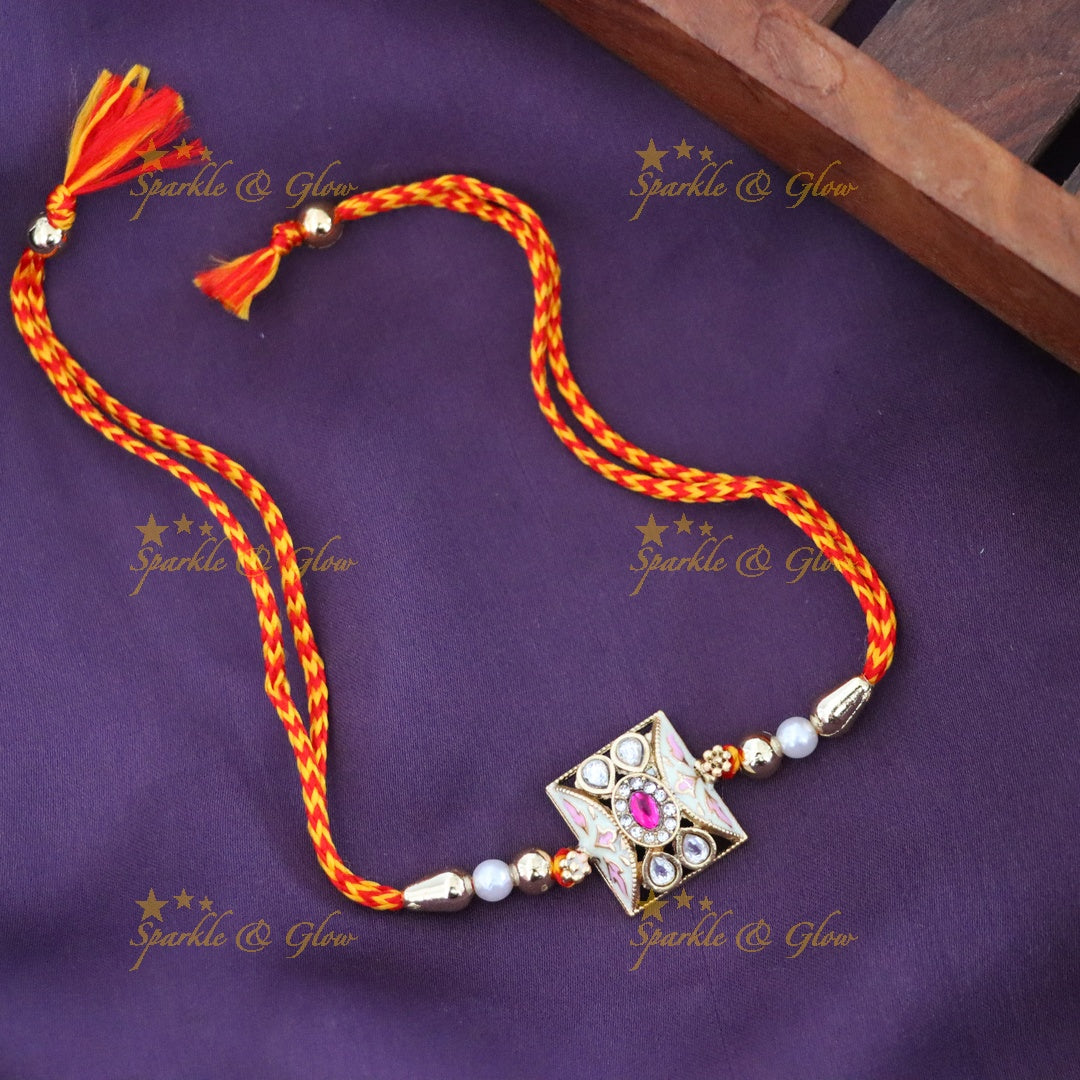 Elegant Gold-Plated Festive Rakhi Bracelet