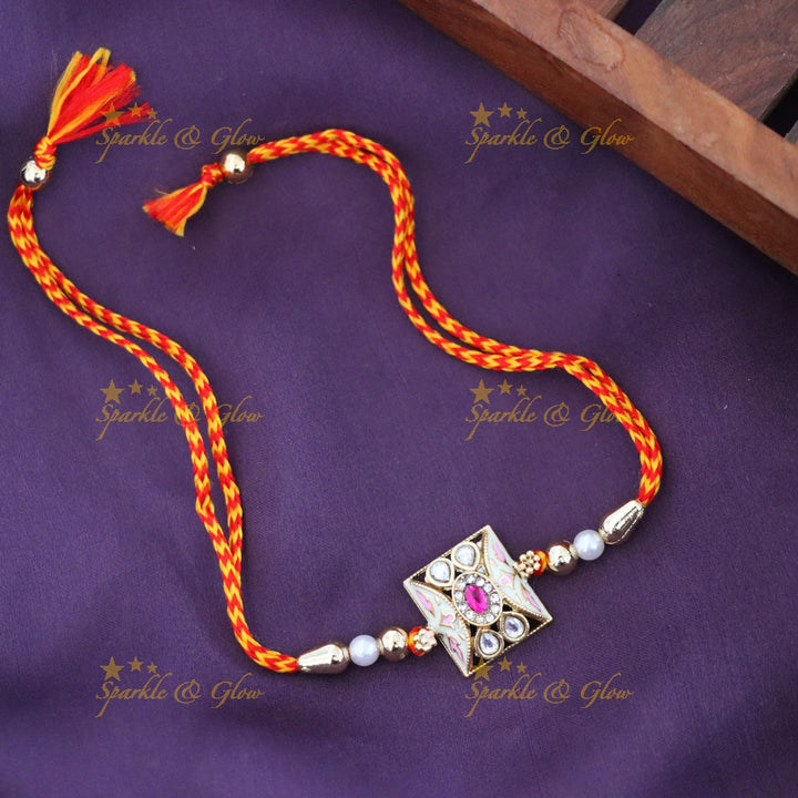 Elegant Gold-Plated Festive Rakhi Bracelet