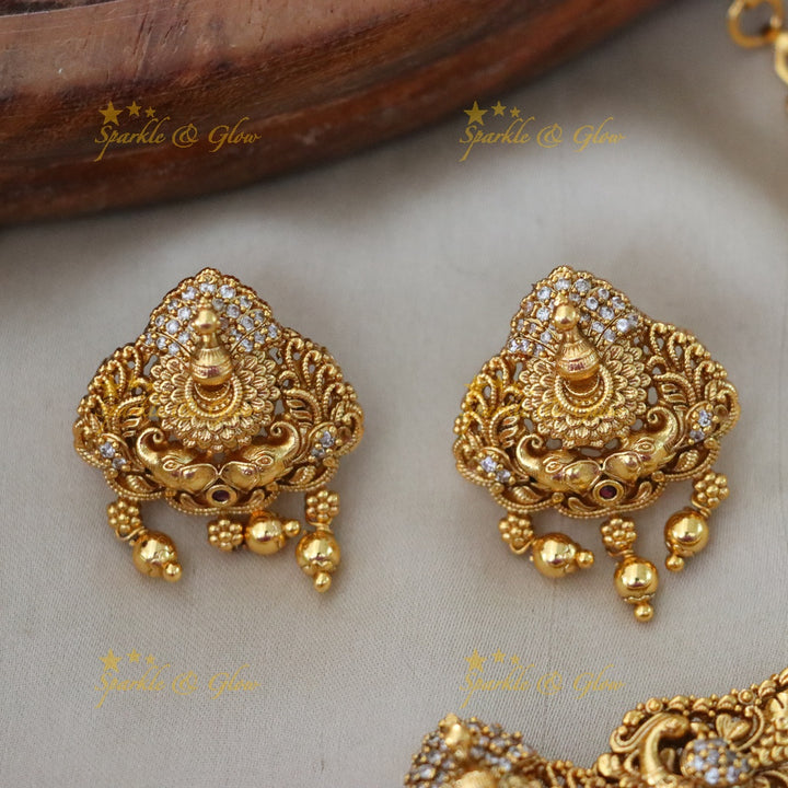 Exquisite Gold High Neck Choker Necklace Set for Weddings