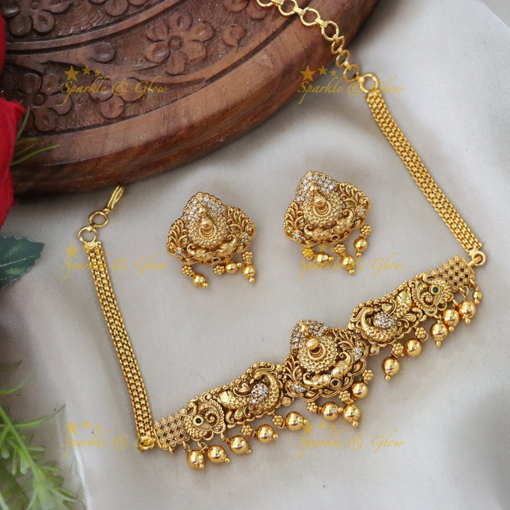 Exquisite Gold High Neck Choker Necklace Set for Weddings