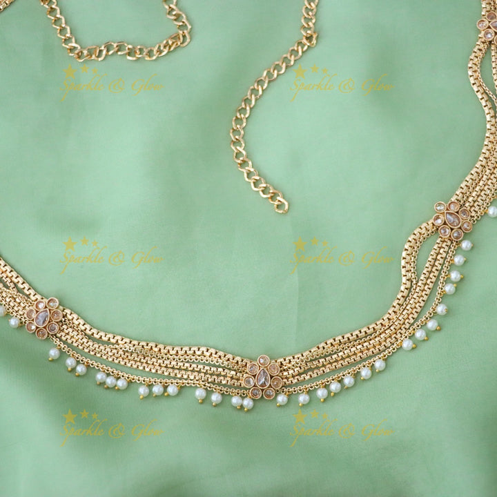 Exquisite Gold Pearl Hip Chain for Weddings
