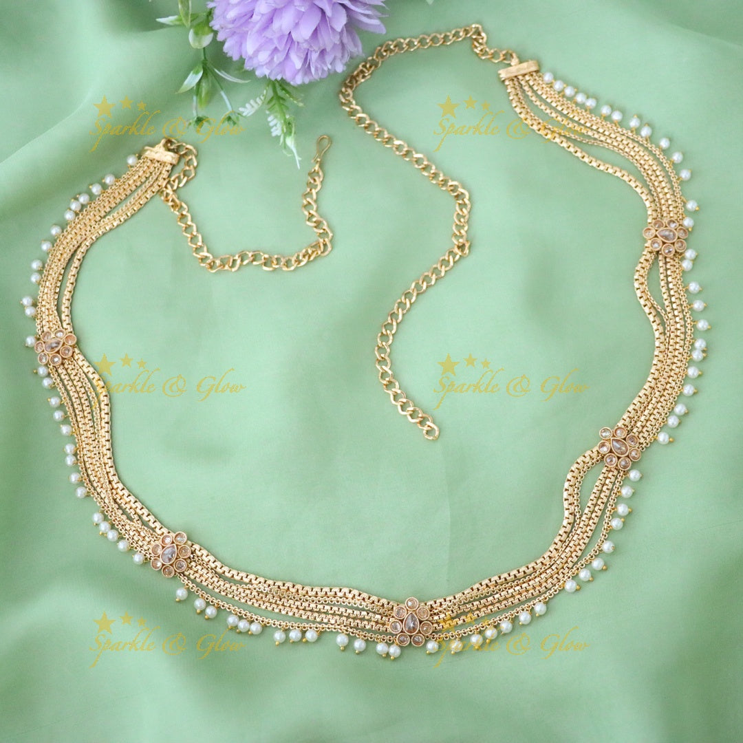 Exquisite Gold Pearl Hip Chain for Weddings