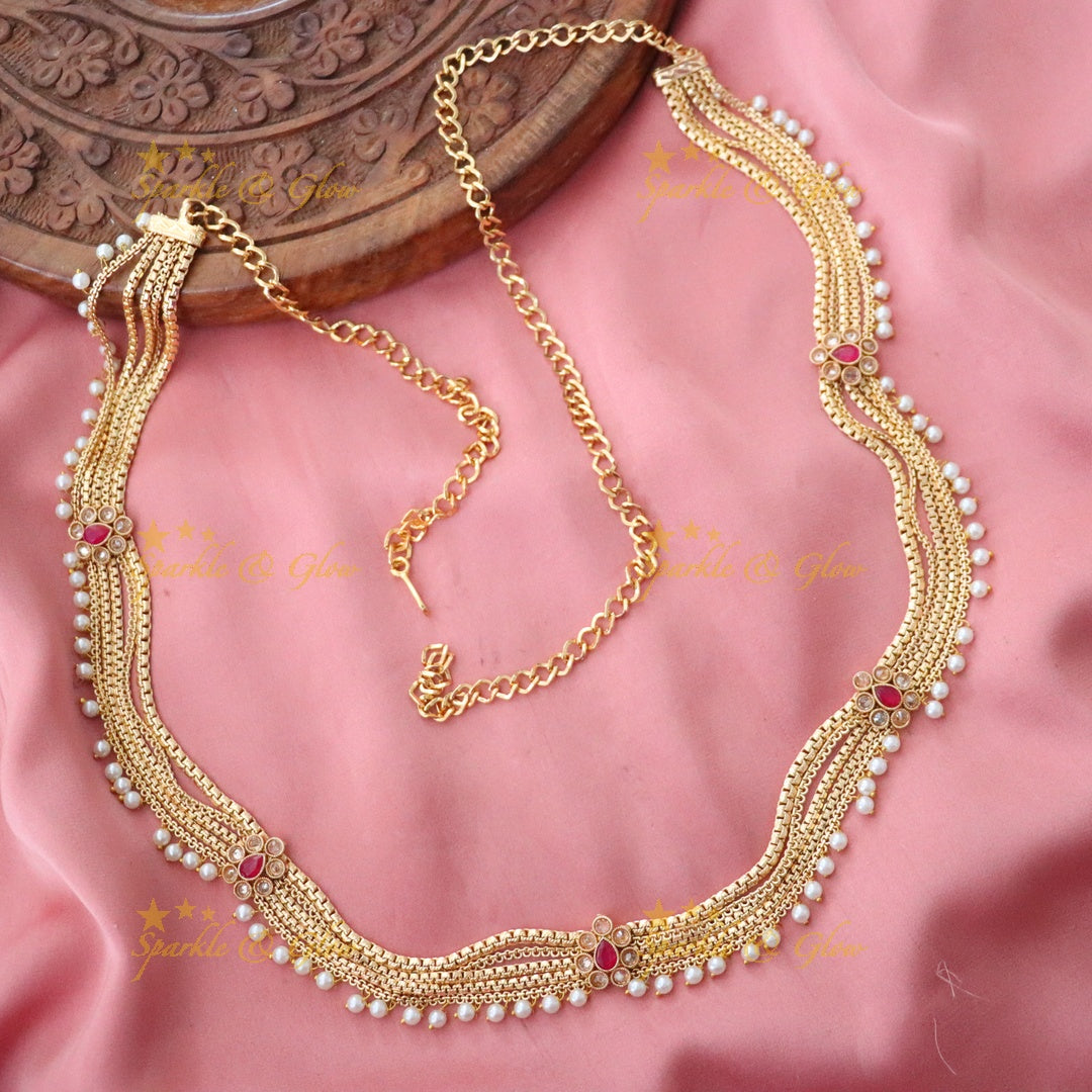 Exquisite Gold Pearl Hip Chain for Weddings