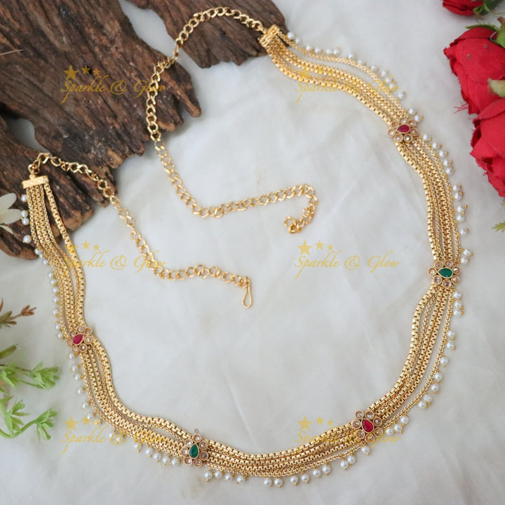 Exquisite Gold Pearl Hip Chain for Weddings