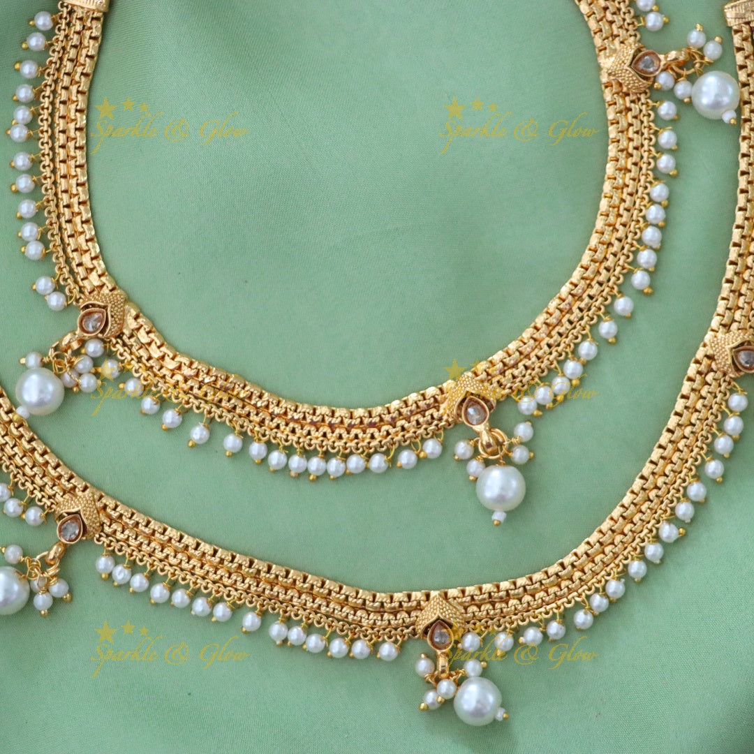 Exquisite Gold-Plated Anklet with Pearls
