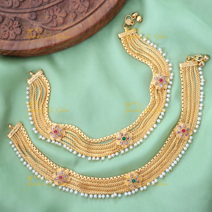 Elegant Gold-Plated Festive Anklet for Special Occasions