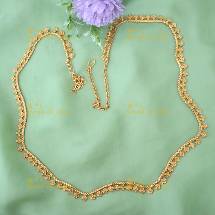 Exquisite Floral Gold-Plated Hip Chain