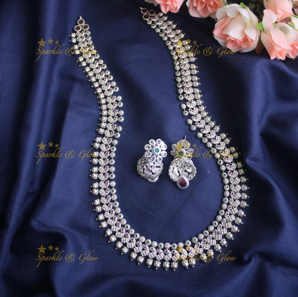 Simple and elegant peacock long haram - Sparkle and Glow