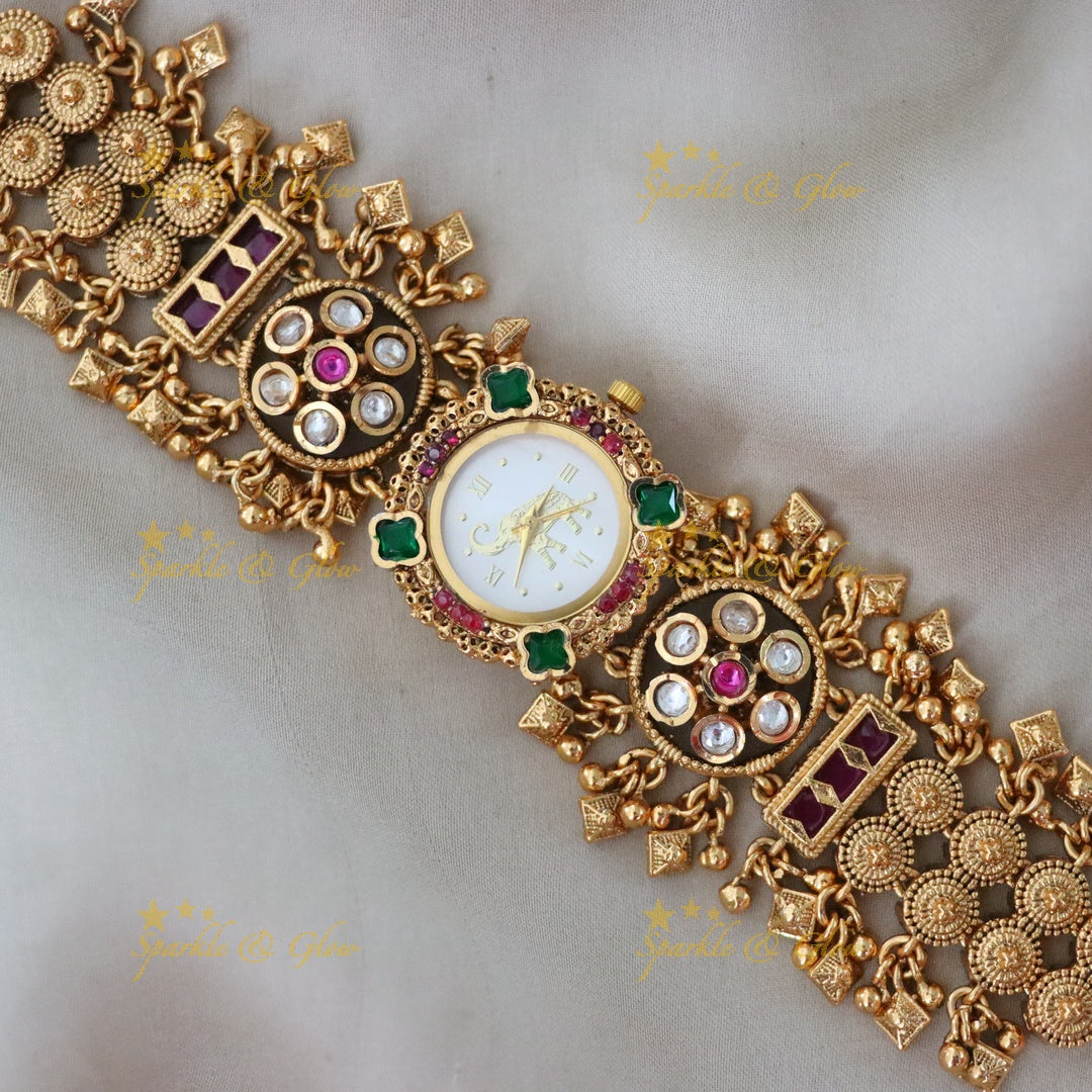 Luxurious Kashmiri Gold Bracelet Watch for Weddings
