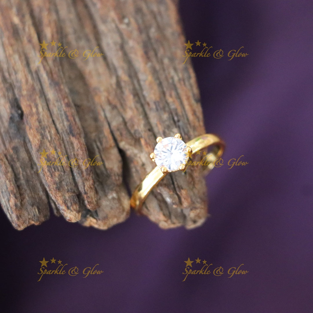 Elegant Gold Plated Imitation Stone Ring - Sparkle & Glow