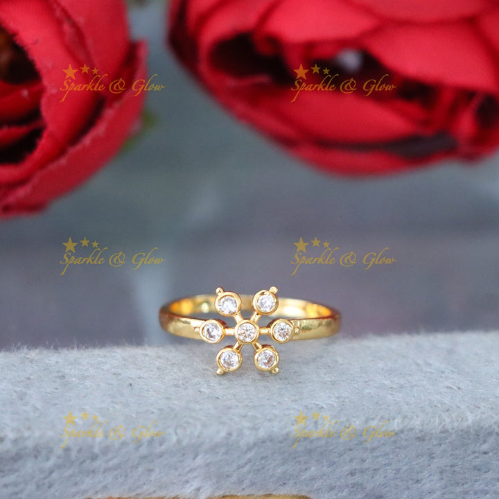 Exquisite Gold Microgold Ring with Green Stones
