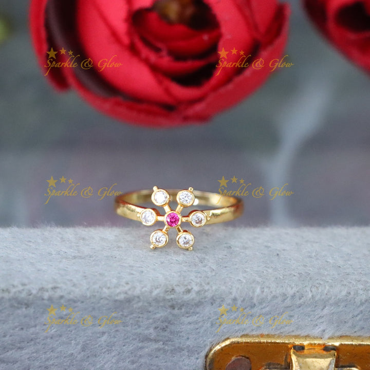Exquisite Gold Microgold Ring with Green Stones