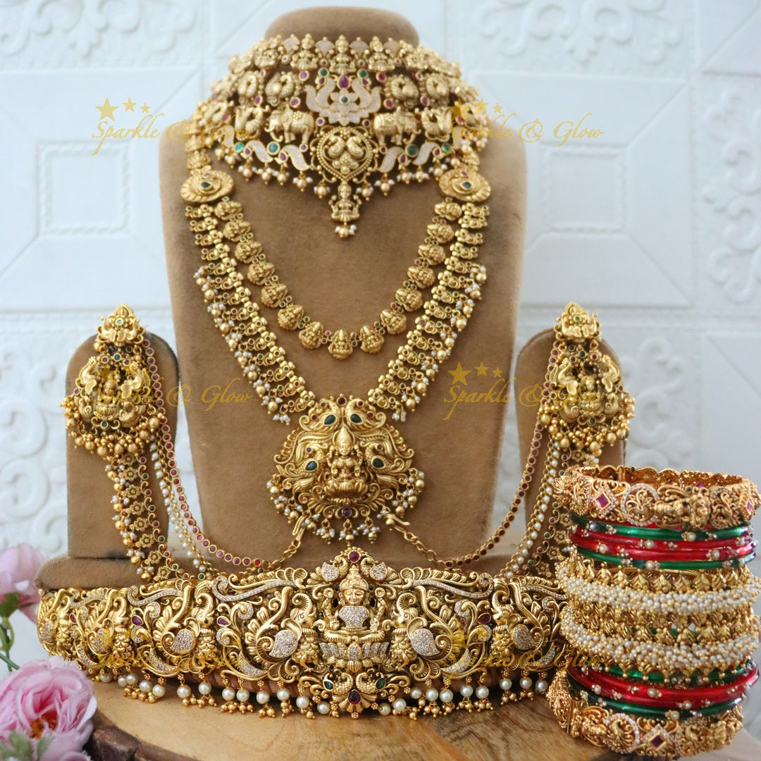 Exquisite Temple Style Bridal Jewellery Set | Sparkle & Glow