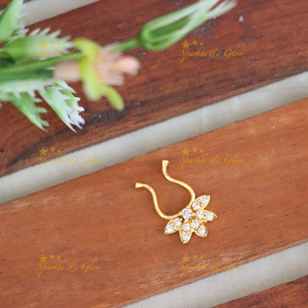 Elegant Gold-Plated Floral Nose Ring for Graceful Elegance