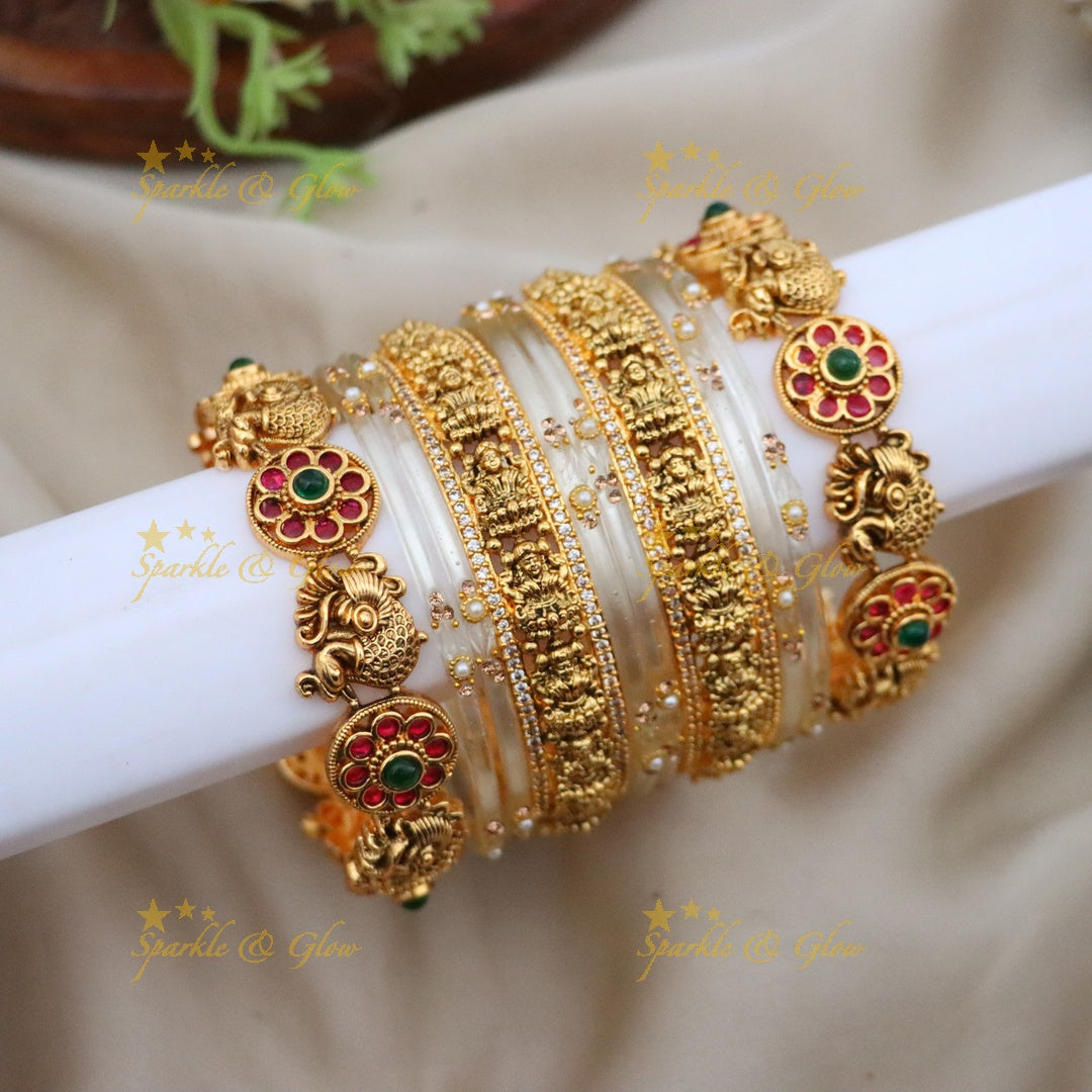 Exquisite Lakshmi Peacock Kemp Bridal Bangles