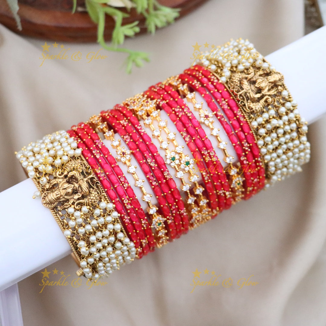 Exquisite Temple Bridal Bangles Set - Sparkle & Glow