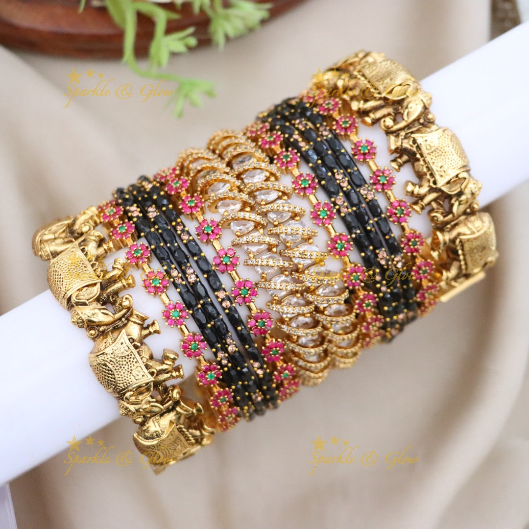 Shop Elegant Elephant Floral Bangles Set Online
