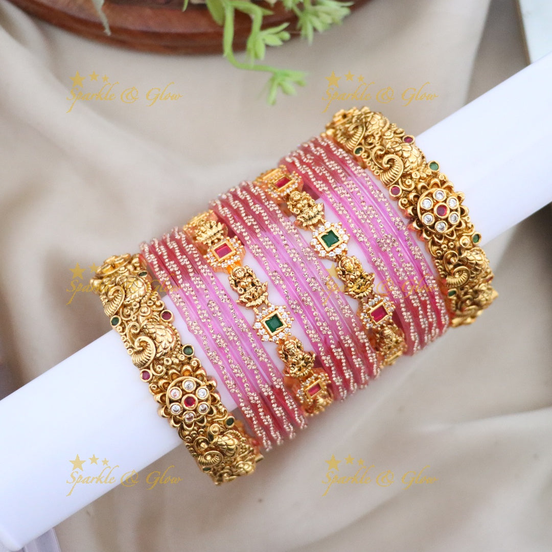 Exquisite Floral Gold Bridal Bangles Set Online