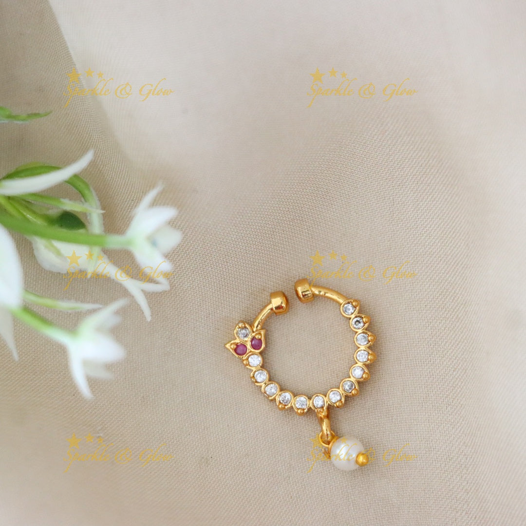 Gold Nose Ring with Pearl - Festive Jewelry Delight