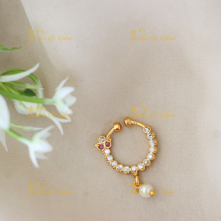 Gold Nose Ring with Pearl - Festive Jewelry Delight