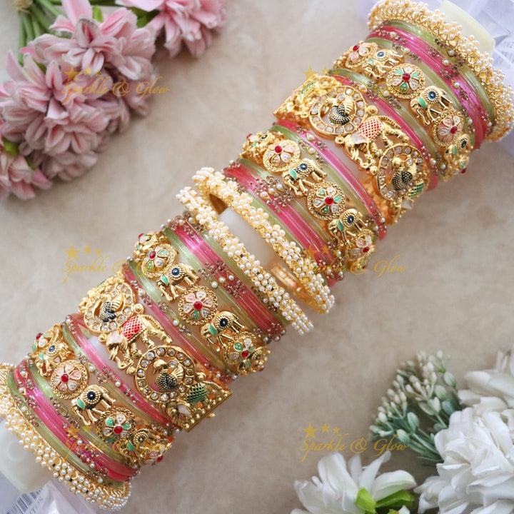Exquisite Rajwadi Bridal Chuda Bangles - Traditional Elegance