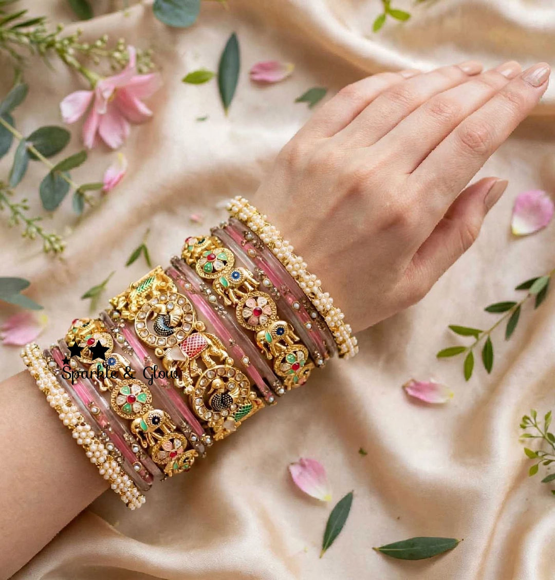 Exquisite Rajwadi Bridal Chuda Bangles - Traditional Elegance