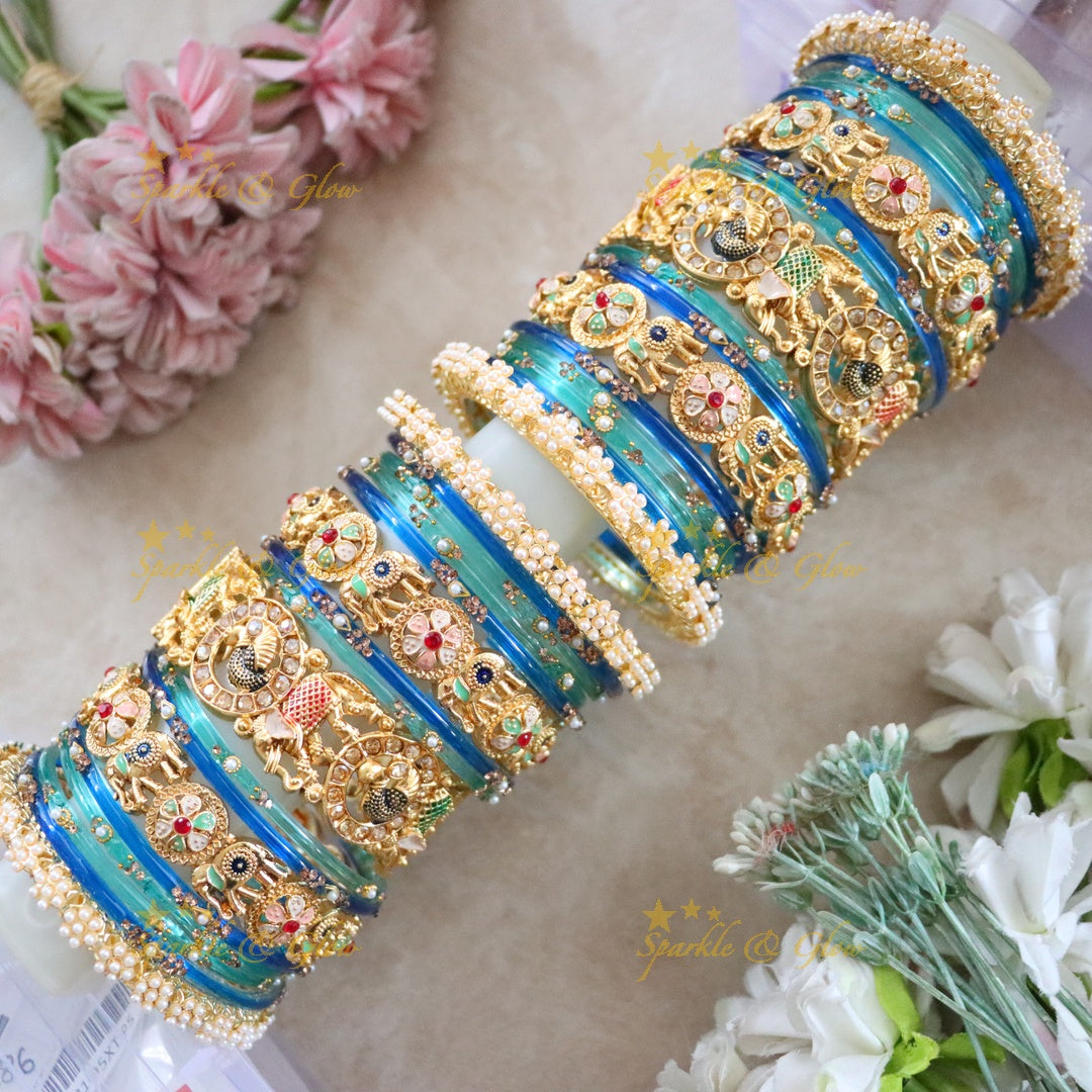 Exquisite Rajwadi Bridal Chuda Bangles - Traditional Elegance