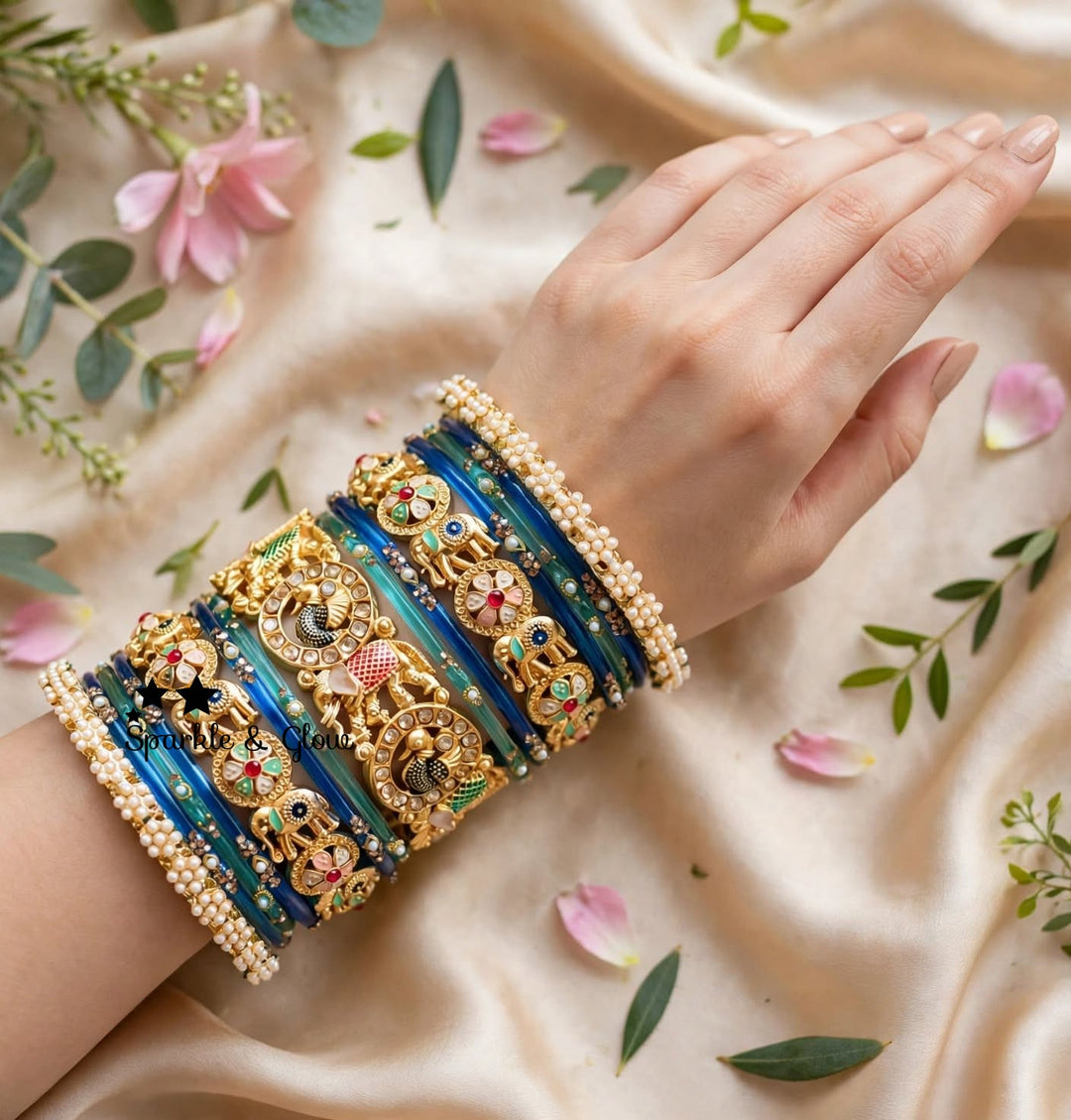 Exquisite Rajwadi Bridal Chuda Bangles - Traditional Elegance