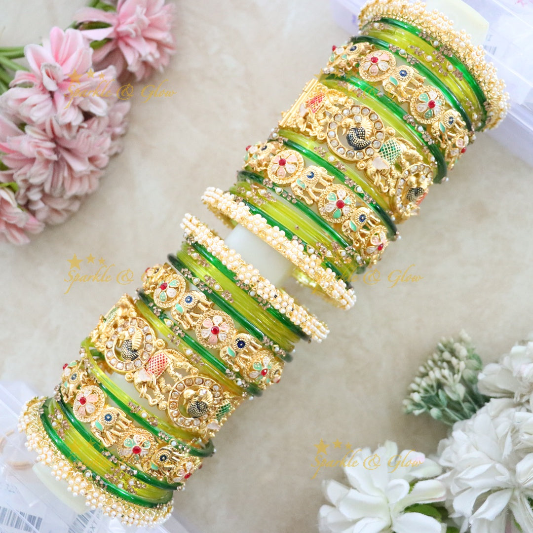 Exquisite Rajwadi Bridal Chuda Bangles - Traditional Elegance
