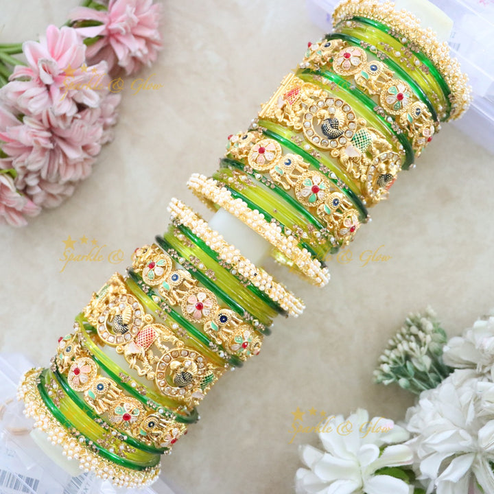 Exquisite Rajwadi Bridal Chuda Bangles - Traditional Elegance