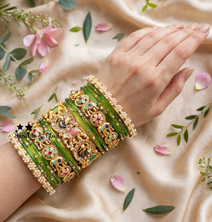 Exquisite Rajwadi Bridal Chuda Bangles - Traditional Elegance