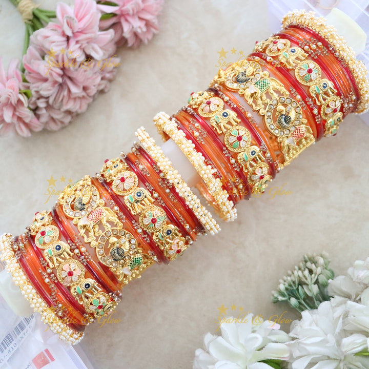 Exquisite Rajwadi Bridal Chuda Bangles - Traditional Elegance