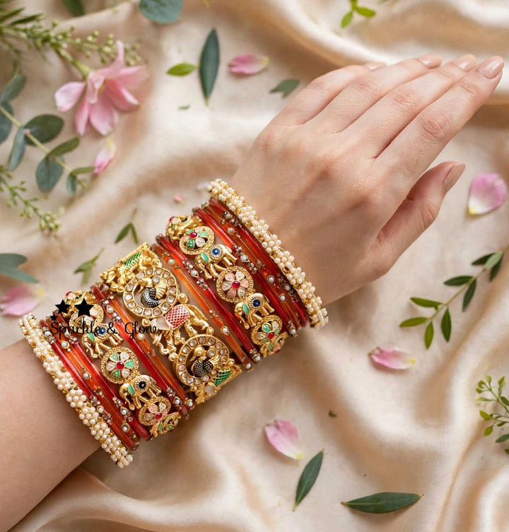 Exquisite Rajwadi Bridal Chuda Bangles - Traditional Elegance