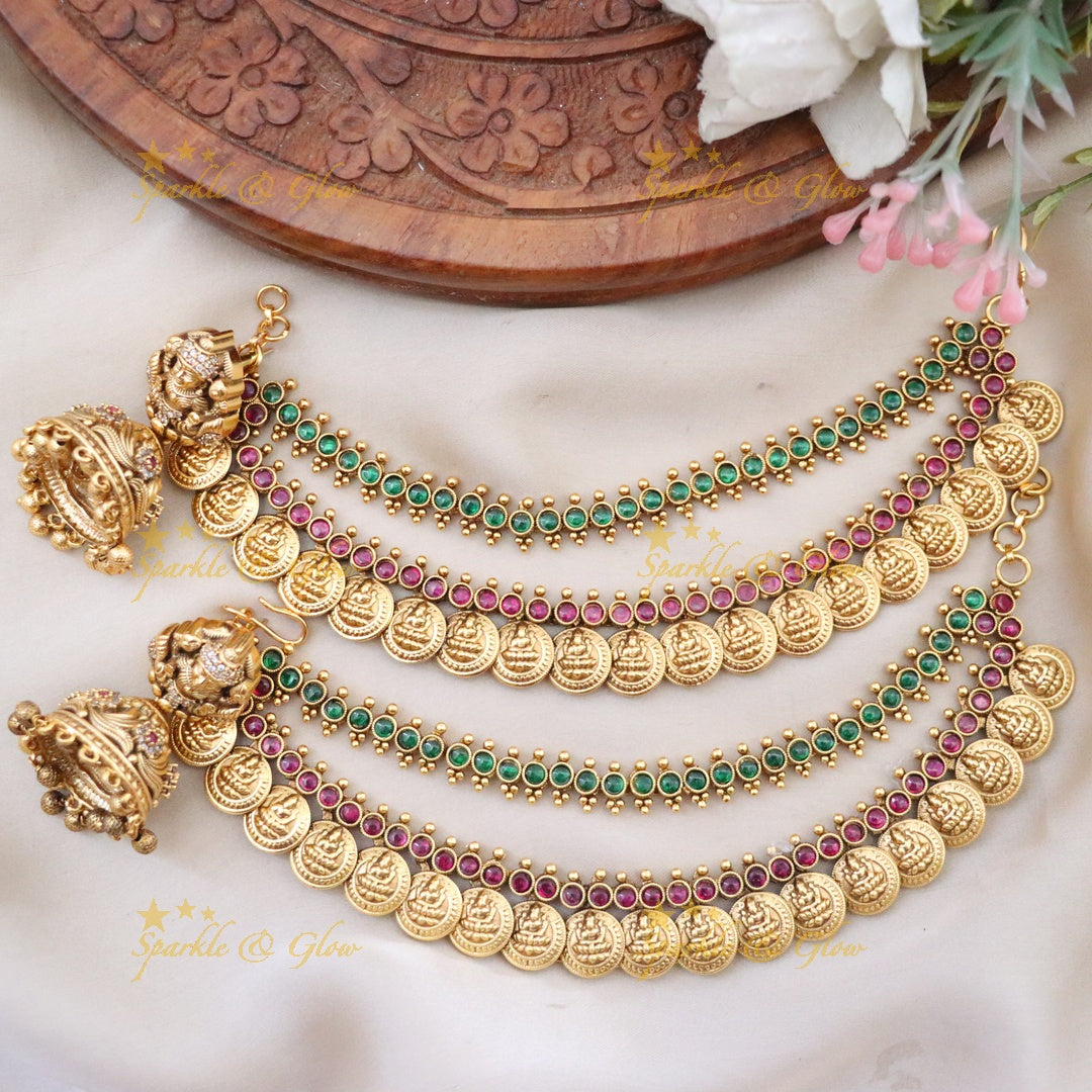 Luxurious Lakshmi Earrings - Exquisite Indian Craft