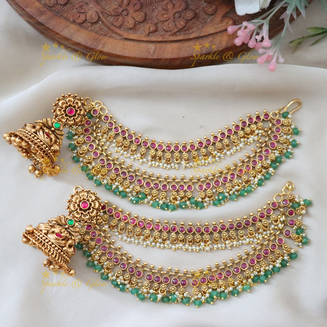 Exquisite Floral Elephant Earrings with Earchain