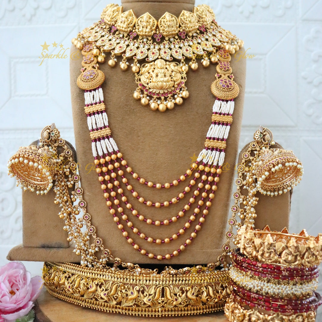 Exquisite Temple Bridal Set with Choker & Jhumkas