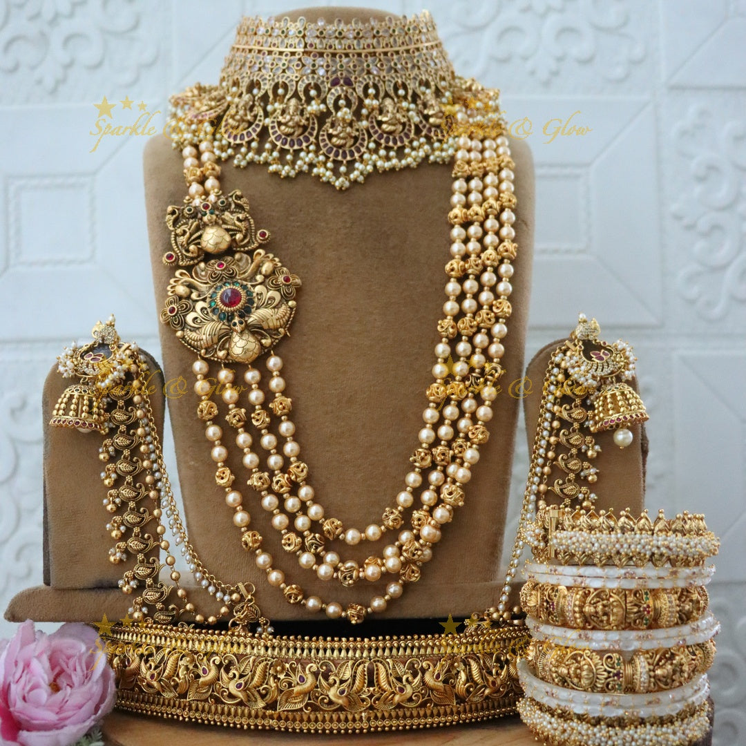 Exquisite Indian Bridal Temple Jewelry Set with Choker