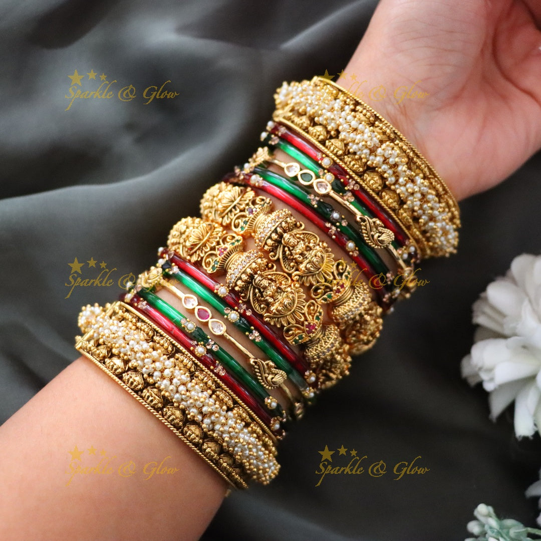Exquisite Temple Bangle Set - Traditional Elegance