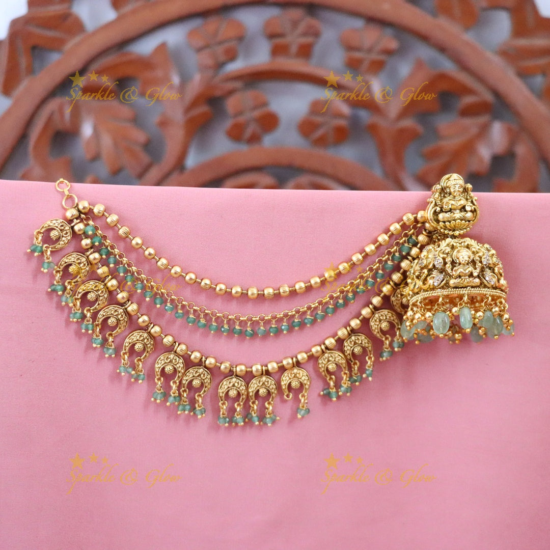 Elegant Idol Lakshmi Earring & Earchain Combo for Women