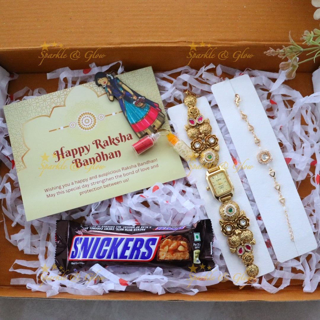 Exquisite Rakhi Gift Box with Jewelry and Sweets
