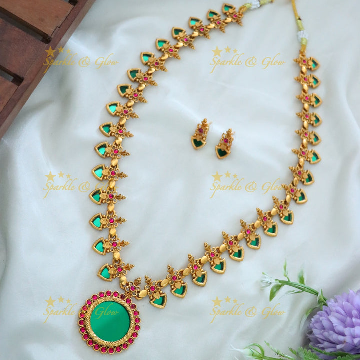 Stunning Kerala Gold Finish Long Necklace Set Online