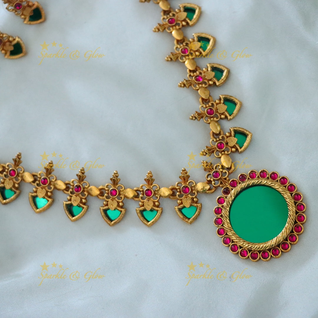 Stunning Kerala Gold Finish Long Necklace Set Online