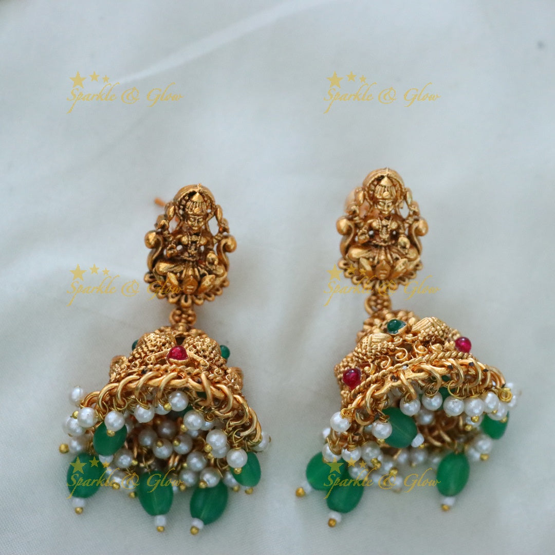 Exquisite Temple Jewellery with Emerald Beads