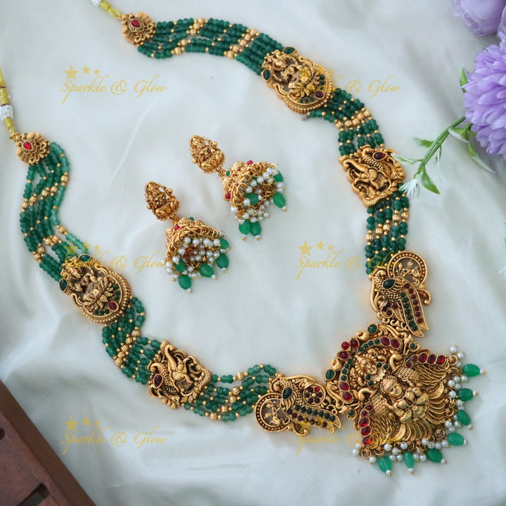 Exquisite Temple Jewellery with Emerald Beads